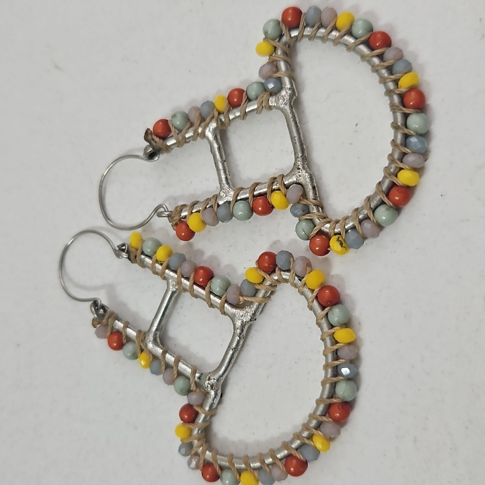 Colorful Beaded Hoop Earrings